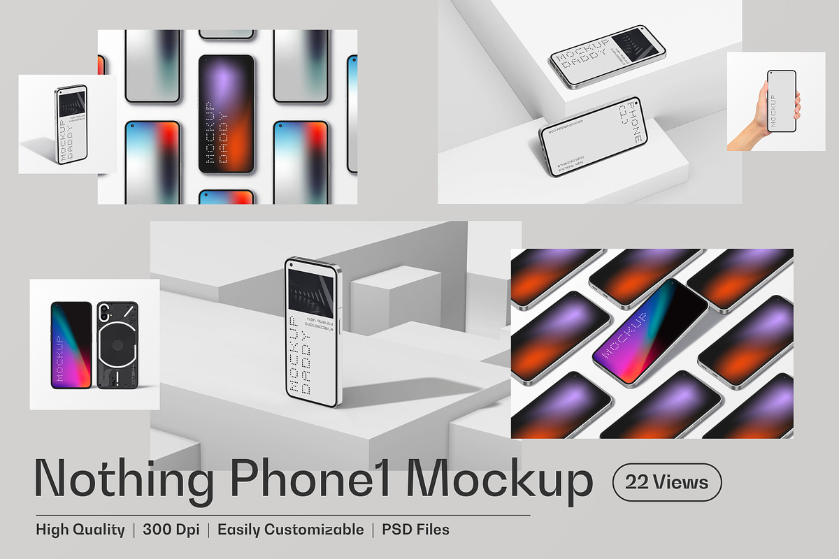 Nothing Phone 1 Mockup, an Android Mockup by Mockupdaddy (Photo 1 of 29)