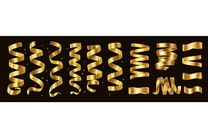 Golden party streamers. Gold ribbons, an Object Illustration by Stock-Smart-Start