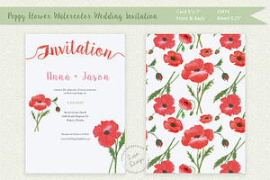 Poppy Watercolor Wedding Invitation
