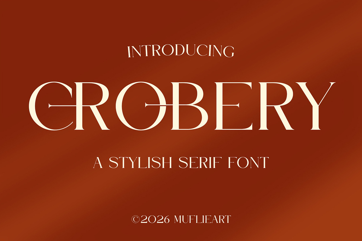 Crobery - Stylish Serif Font, a Serif Font by Muflieart (Photo 1 of 12)