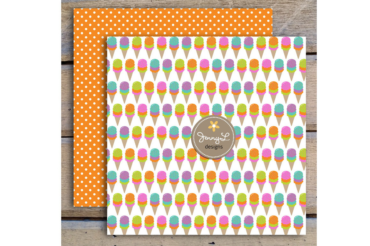 Ice Cream Digital Papers and Clipart, a Pattern Graphic by JennyL Designs (Photo 3 of 5)