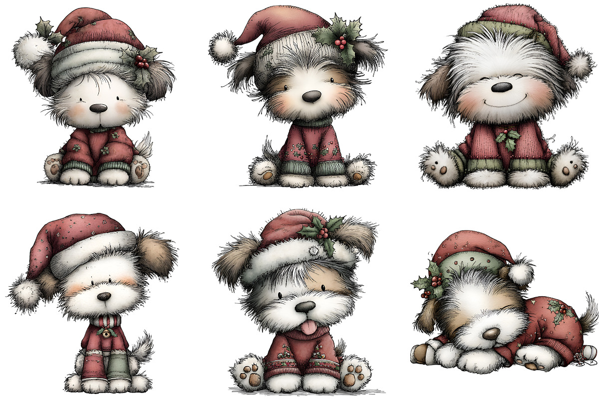 Christmas Cute Dog Clipart, an Illustration by DreamArtGraphic (Photo 4 of 6)