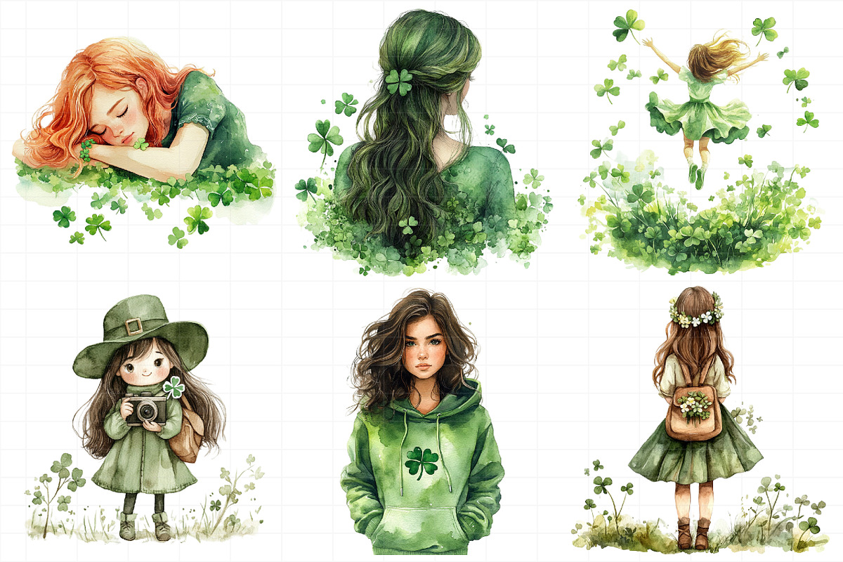 Watercolor Girl St. Patrick's Clipar, an Illustration by Daily.Designs (Photo 4 of 8)