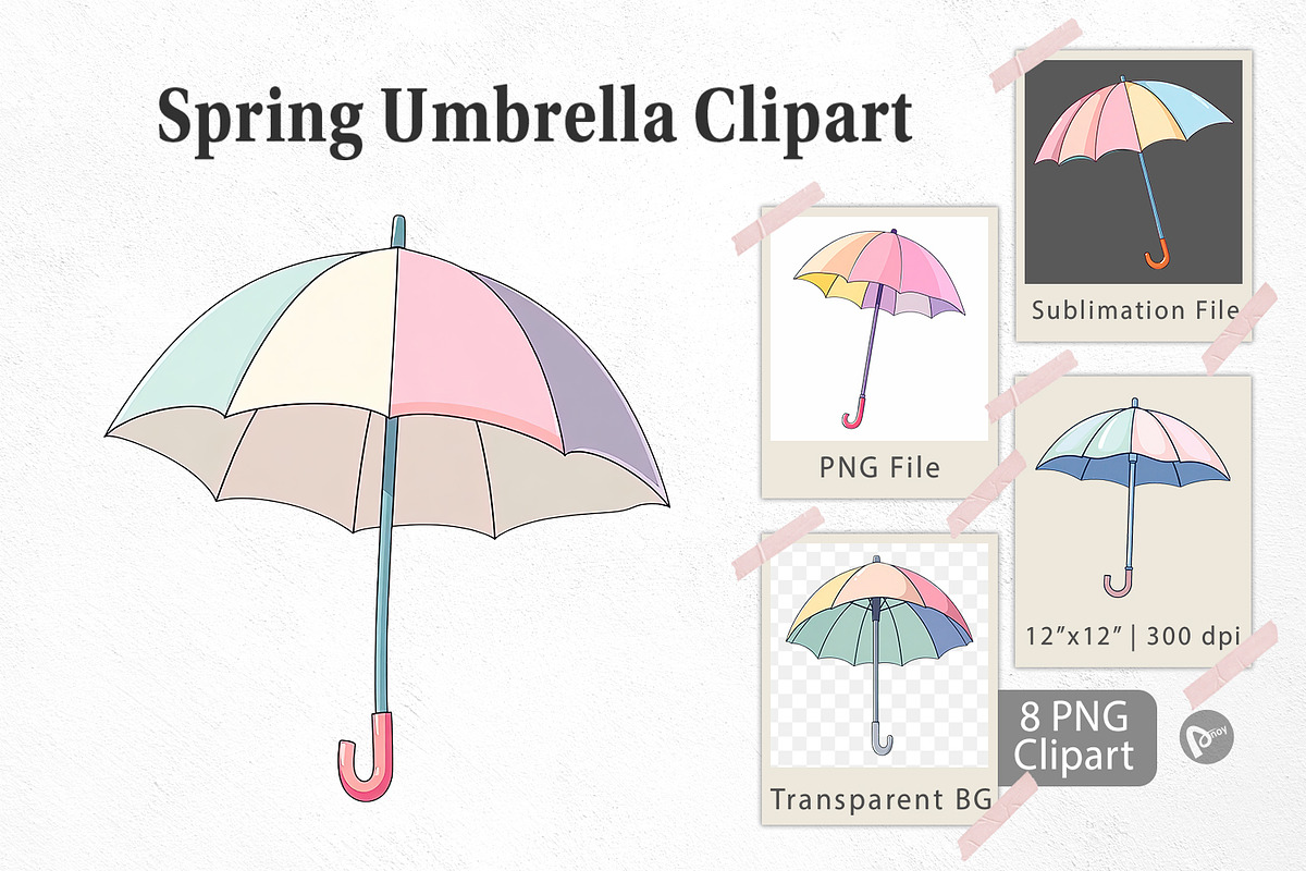 Spring Umbrella Clipart, a Graphic by Artnoy (Photo 1 of 5)
