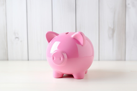 Piggybank on wooden background, a Business Photo by AlyaAnd