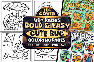 Bold Easy Cute Bug Coloring Pages, an Animal Illustration by Craftsbeefy