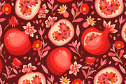 Pomegranates vector pattern., a Pattern Graphic by Mona Monash (Thumbnail 1 of 6)