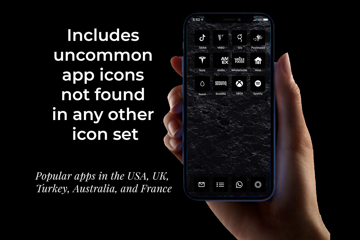 300 Black Minimal iOS 14 Icon Pack, an Icon by A Good Design Studio (Photo 2 of 5)
