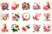 Pink Summer Bees Garden Clipart, an Illustration by Rose Art (Thumbnail 2 of 8)