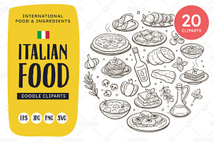 Italian Food Doodle Clip Art, a Food Illustration by insemar
