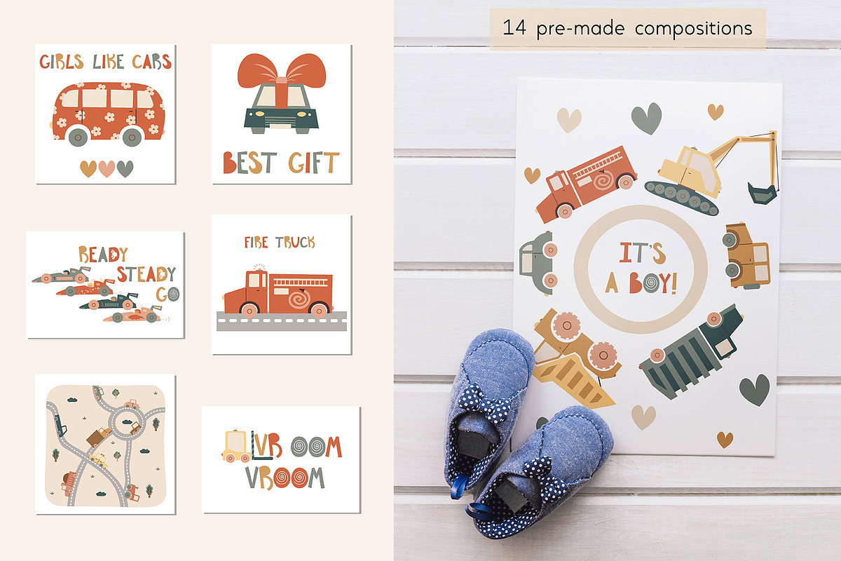 Cars. Cute collection for kids., an Illustration by Julia Martyshkina (Photo 4 of 9)