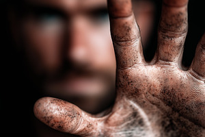 Dirty man hand close up with soil, a Person Photo by MistyDay
