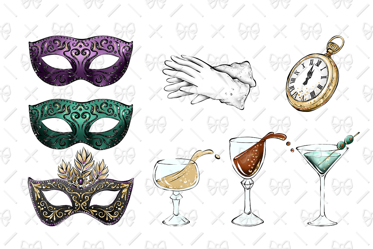 Art Deco Watercolor Clipart, a Decorative Illustration by Phantasia Design (Photo 5 of 6)