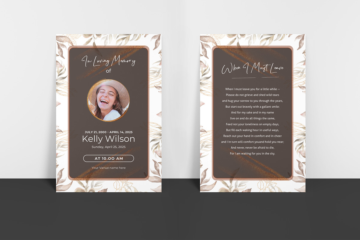 Funeral Program And Prayer Card, a Brochure Template by crazyOWL (Photo 7 of 8)