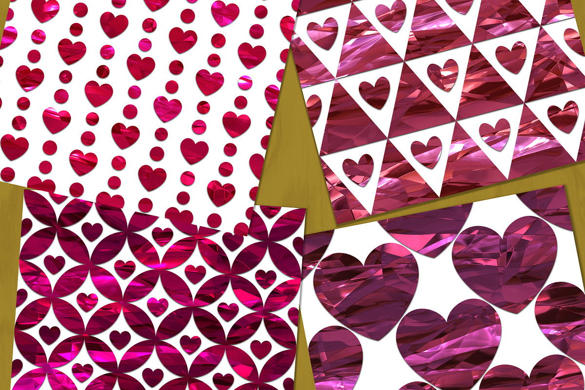 Red Foil Valentine Heart Patterns, a Pattern Graphic by Skritch Studio (Photo 4 of 6)