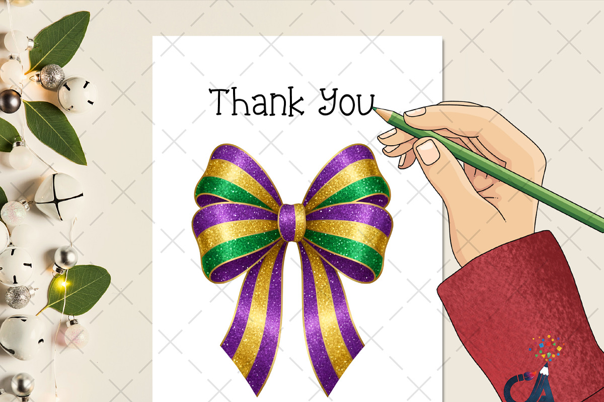 Mardi Gras Bow Sublimation PNG, an Illustration by Creative Art (Photo 2 of 6)
