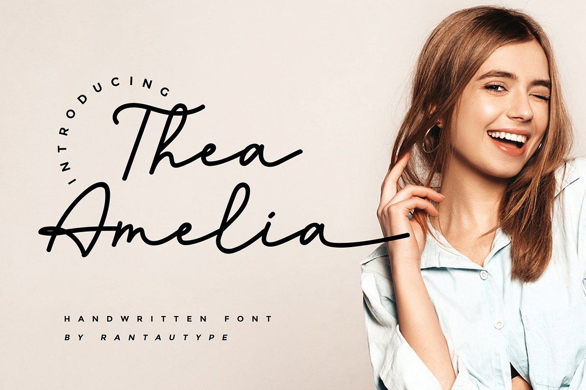 Thea Amelia - Handwritten Font, a Handwritten Font by RantautypeStudio (Photo 1 of 10)