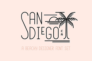San Diego | Beach Font Set, a Sans Serif Font by Jen Wagner Co