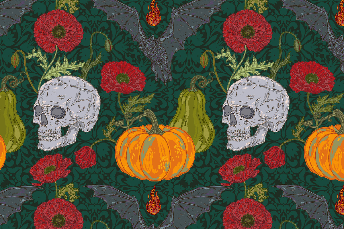 Gothic Harvest Garden Pattern, a Pattern Graphic by NayaChu (Photo 1 of 9)