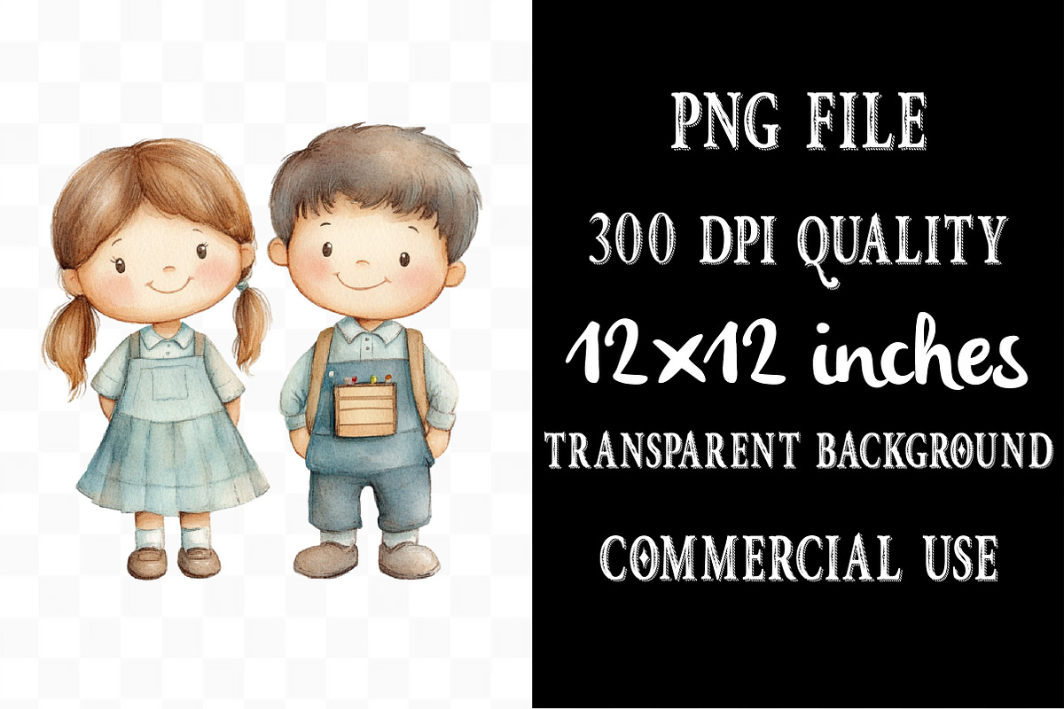Cute Kindergarten Watercolor Clipart, an Illustration by Designking (Photo 4 of 5)