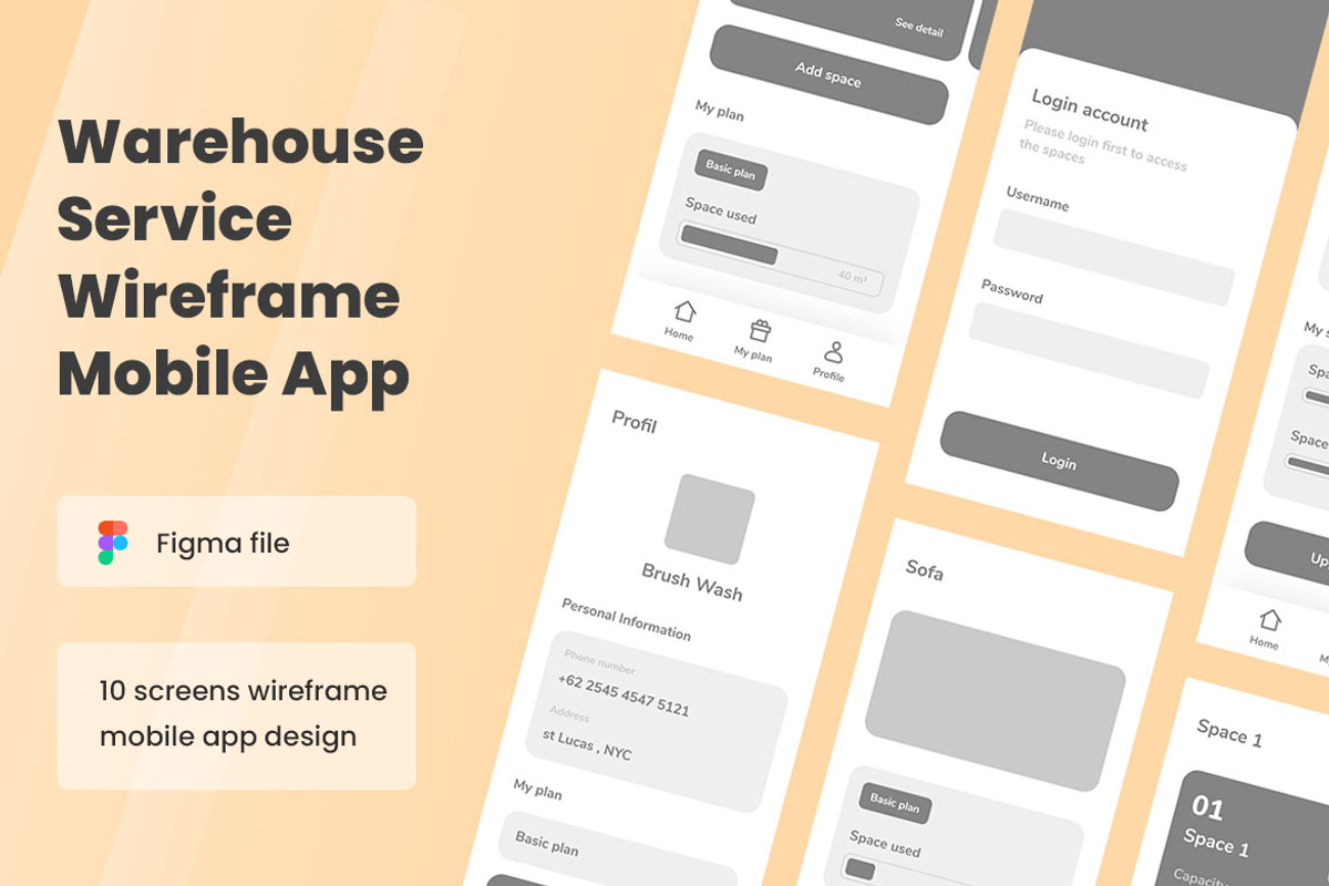 Warehouse Services Wireframe Apps, a Wireframe Template by INSPR STD (Photo 1 of 6)