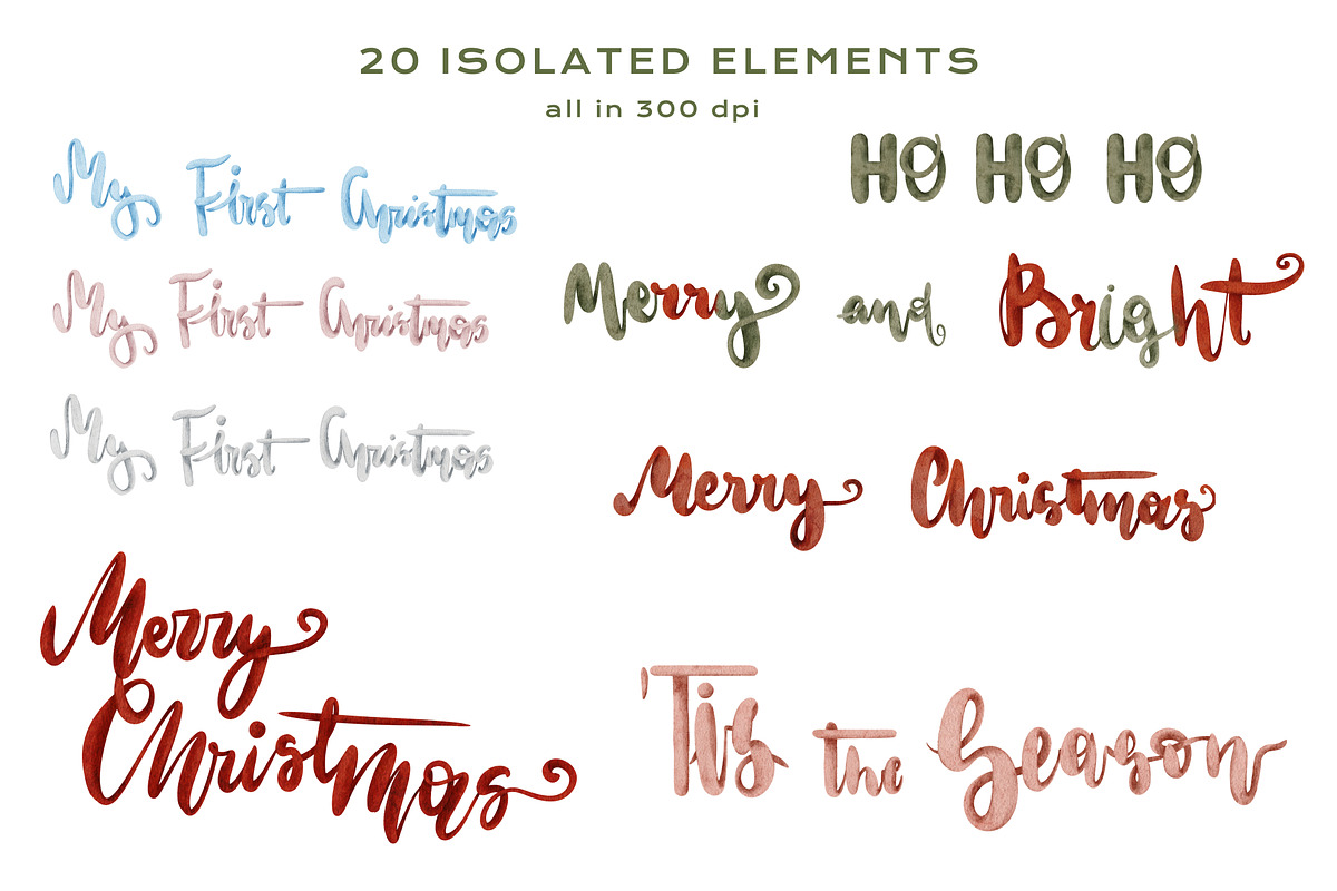 Hand Drawn Merry Christmas Lettering, an Illustration by Rabbit Heart (Photo 2 of 9)