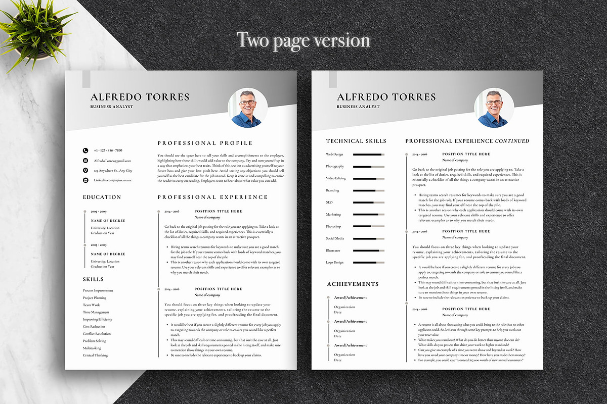 Sleek and Modern CV Template | Canva, a Resume Template by Lux Resume (Photo 2 of 9)