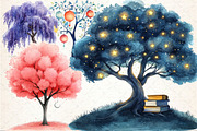 Watercolor Dreaming Trees Clipart, an Illustration by Rose Art (Thumbnail 3 of 7)