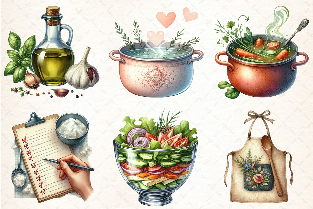 Watercolor Recipe Clipart, an Illustration by DreamCafeArt (Photo 2 of 7)
