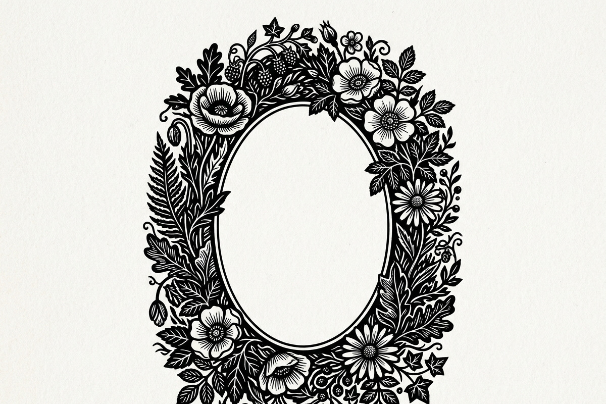 50 Elegant Floral Oval Mirror Frame, a Decorative Illustration by Amazin_art (Photo 2 of 29)
