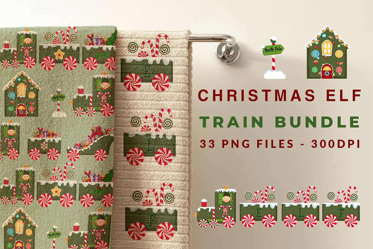 Christmas Elf Train Alphabet Clipart, a Seasonal Illustration by animatizmagix (Photo 1 of 4)