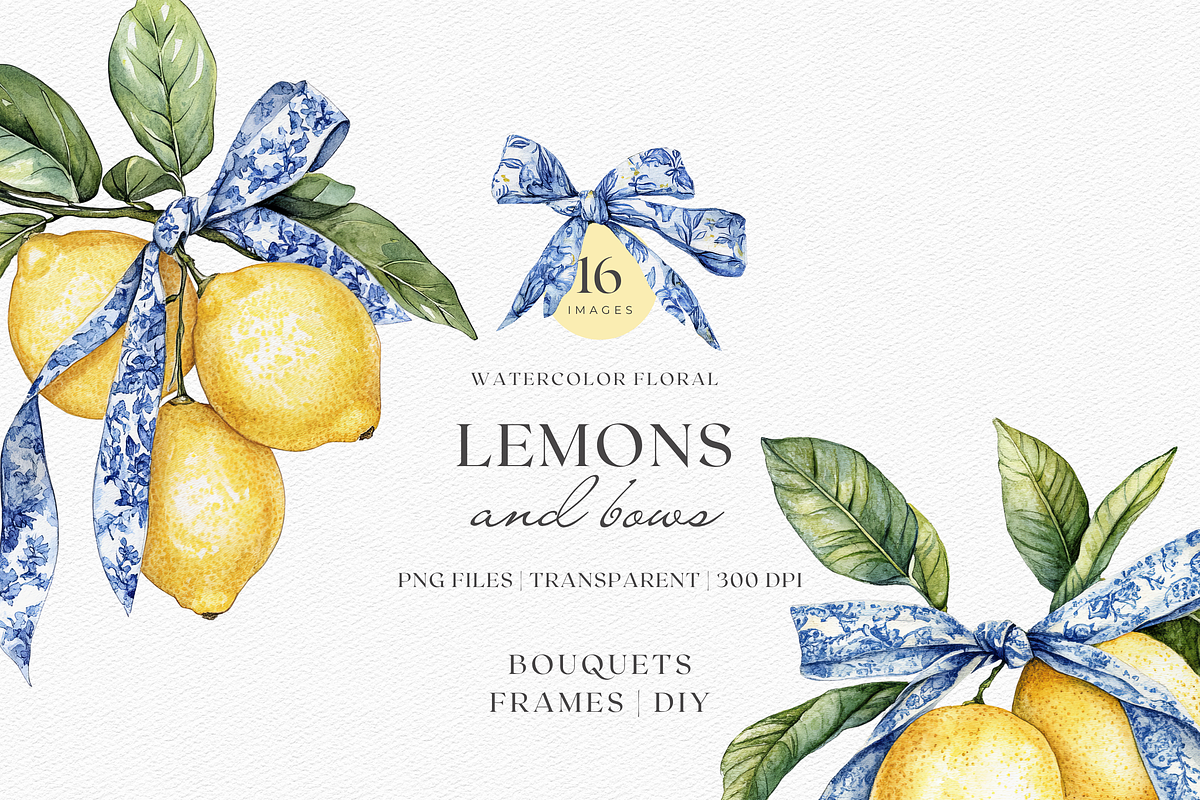 Sicilian Lemons & Ribbons, a Decorative Illustration by ThaismotaCreativeCo (Photo 1 of 9)