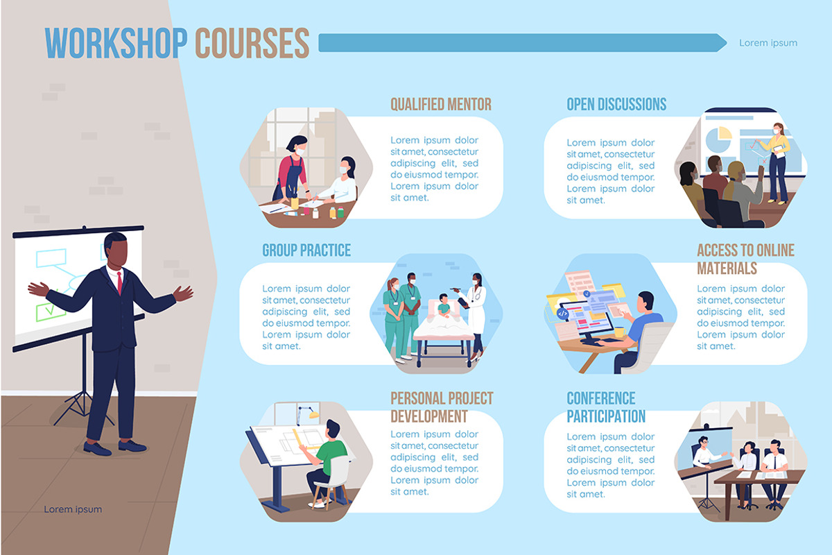 Training courses flat infographic, a Templates & Theme by IMG visuals characters (Photo 3 of 3)