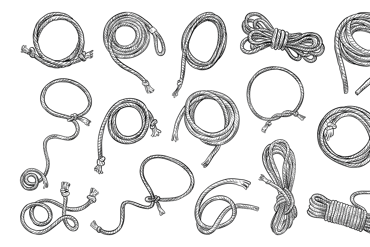 ropes and lasso handdrawn collection, an Object Graphic by nikagraphic ...
