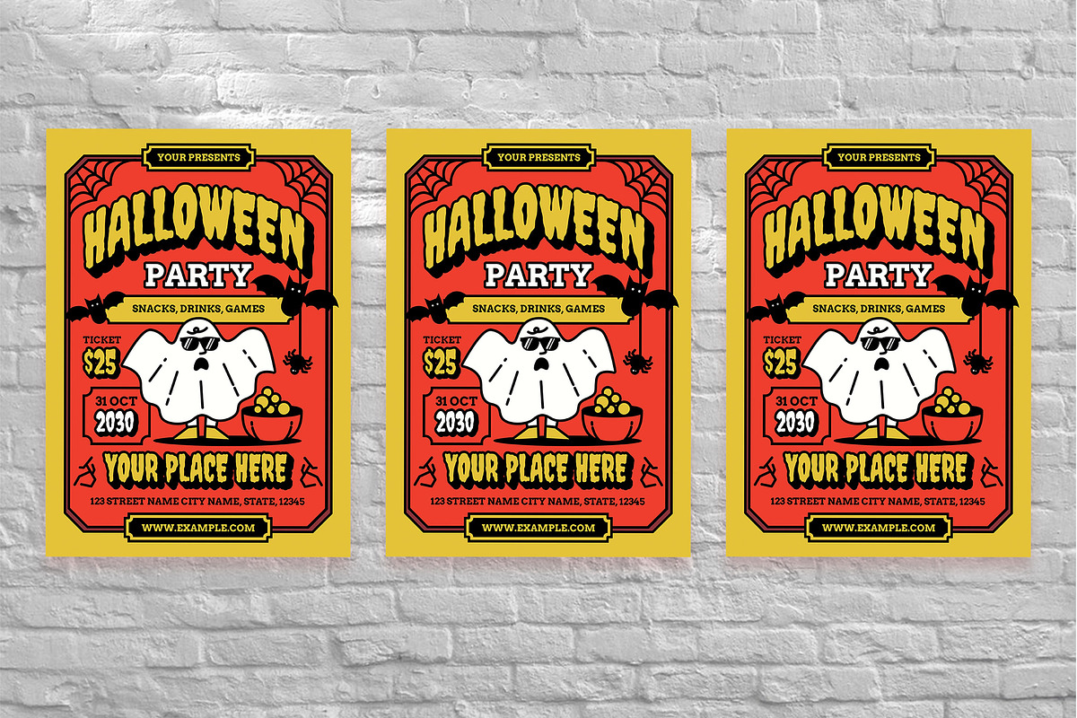 Yellow Halloween Party Flyer Set, a Flyer Template by Aiyari Graphic (Photo 3 of 3)