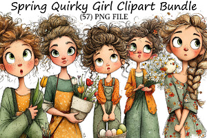Spring Quirky Girl Clipart Bundle, an Illustration by DreamPrint404