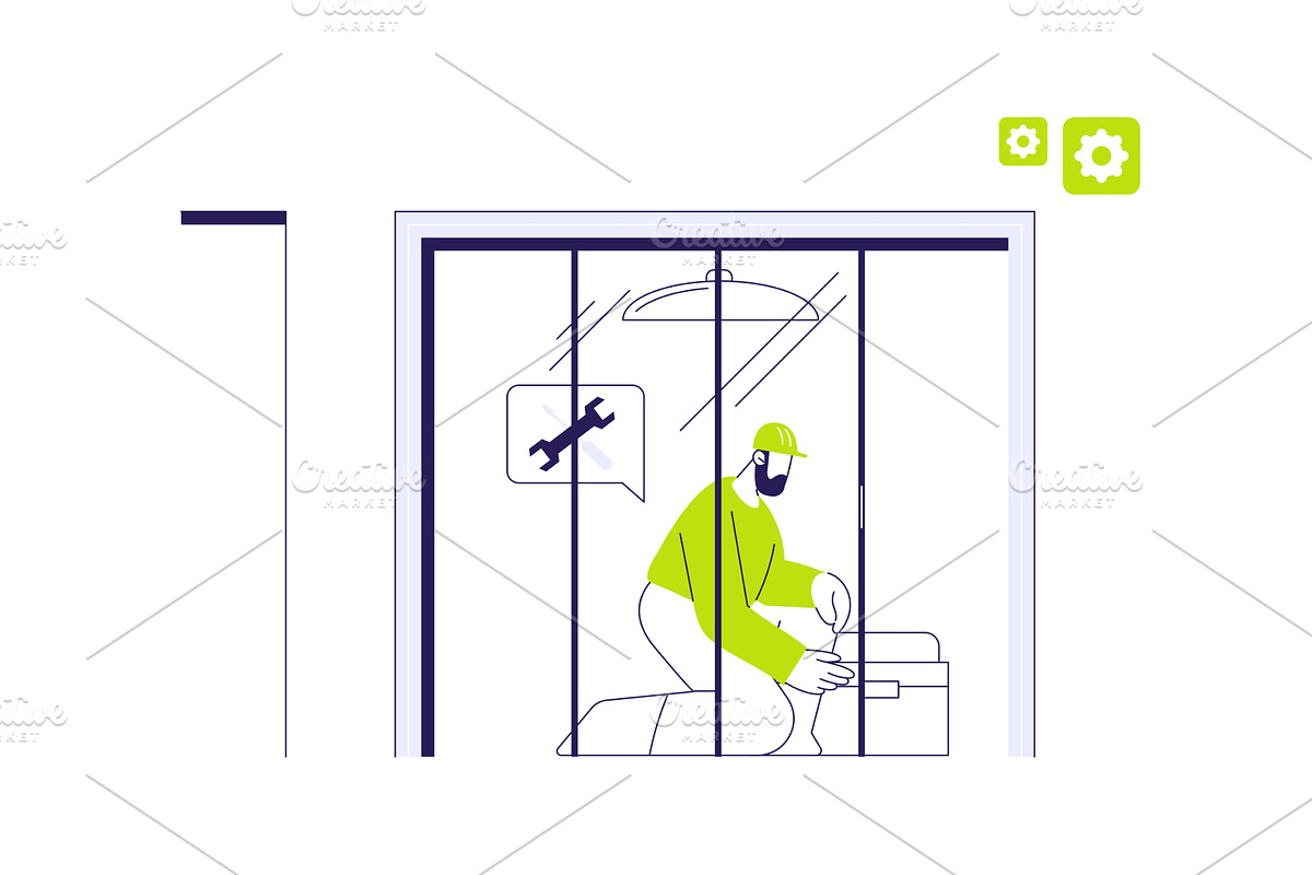 Sliding doors installation abstract, an Object Illustration by Visual Generation