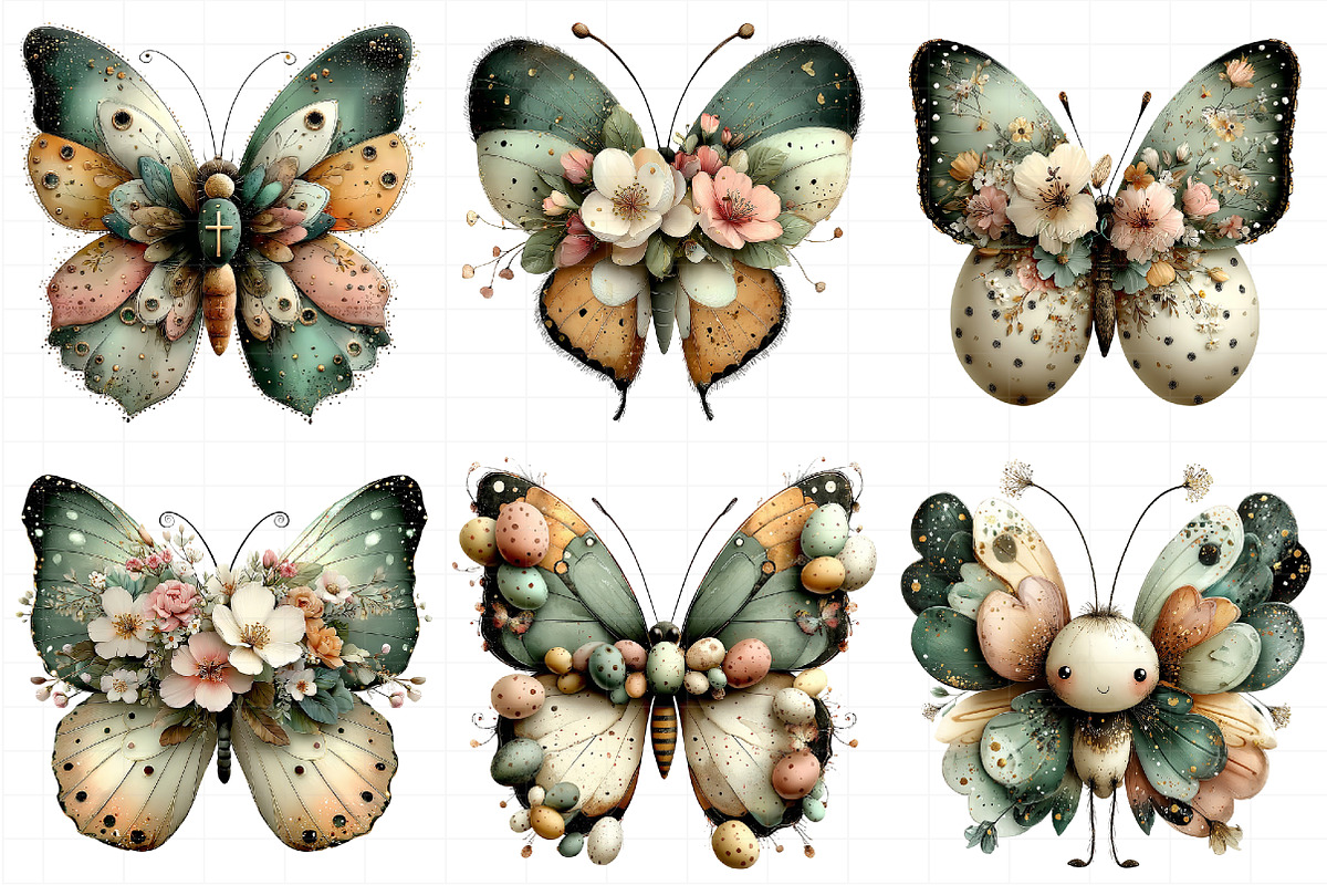 Whimsical Easter Butterfly Clipart, an Illustration by Daily.Designs (Photo 3 of 8)