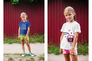 Kids Girl T-Shirt PSD Mockups Vol9