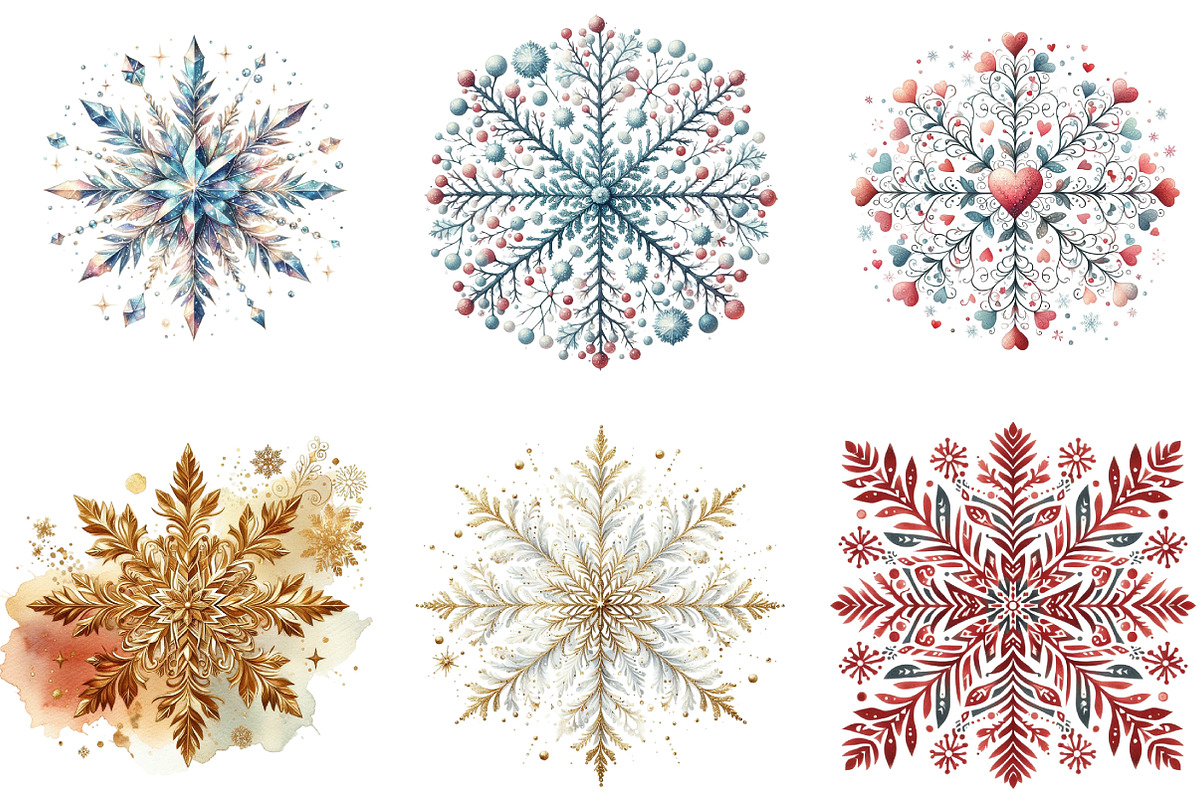 Christmas Snowflake Clipart, an Illustration by DreamArtGraphic (Photo 3 of 5)