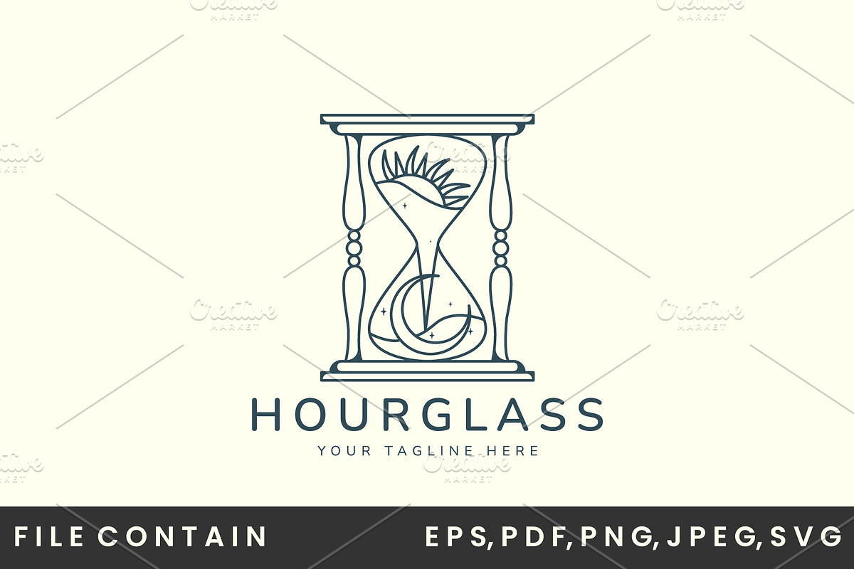 line art antique hourglass logo, a Branding & Logo Template by SD 22
