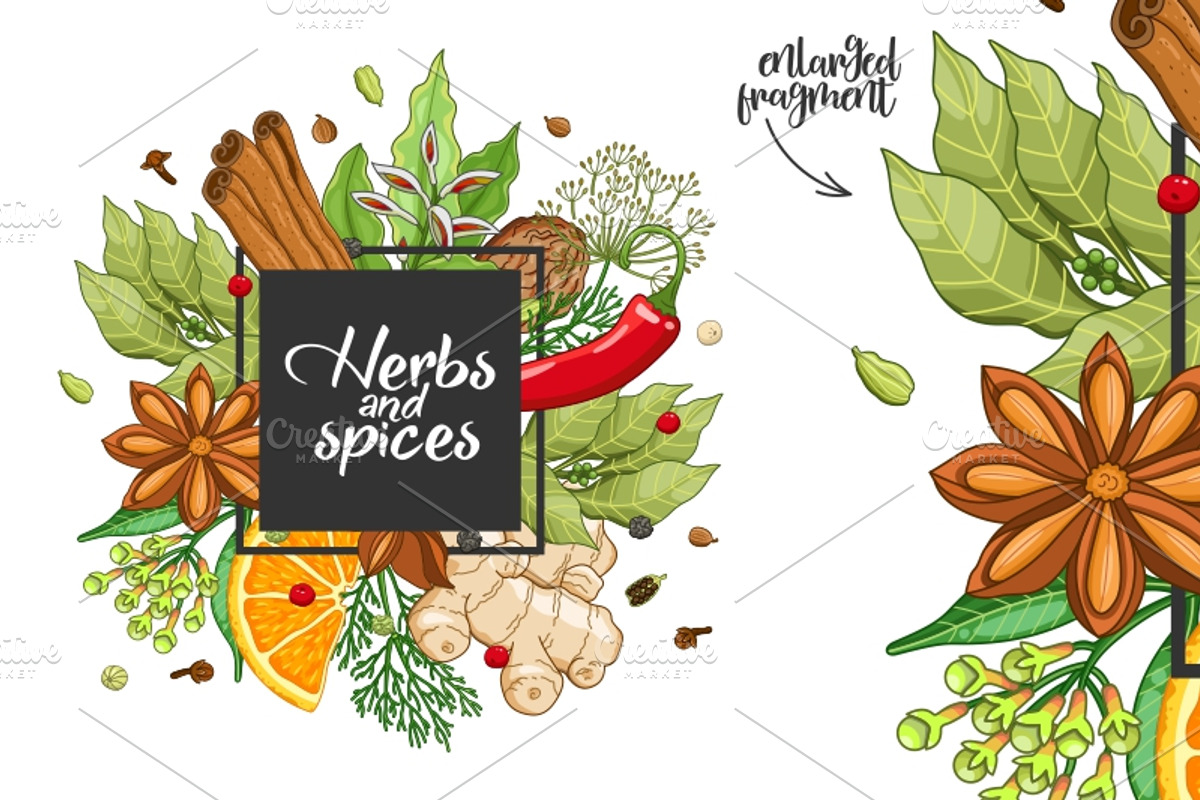 Winter spices and herbs templates, a Food Illustration by Primula`s shop (Photo 4 of 4)