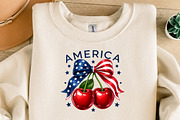 America Cherry Bow PNG Design, a Seasonal Illustration by DreamArtGraphic (Thumbnail 2 of 5)