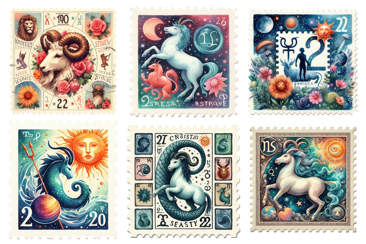Zodiac Postage Stamps Clipart, an Illustration by SinaCreation (Photo 3 of 5)