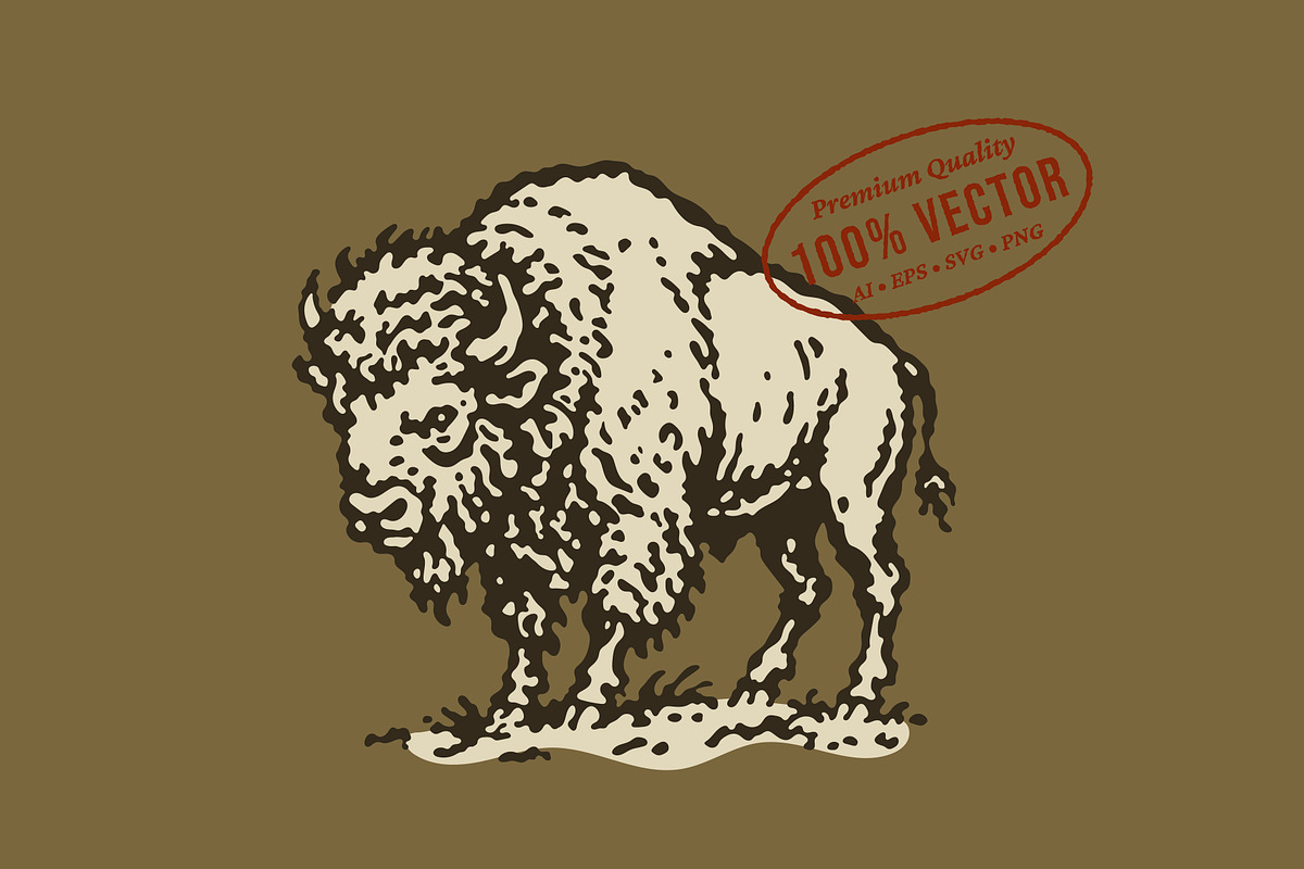 Vintage Buffalo Illustration, an Animal Illustration by lettett (Photo 1 of 3)
