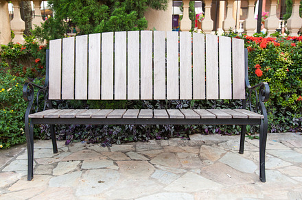 Garden bench containing garden, bench, and park, an Architecture Photo by a454