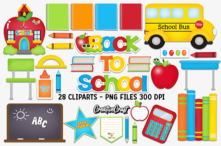 Back to School Clip Arts Graphics