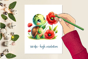 Baby Turtle Clipart Flowers Clipart