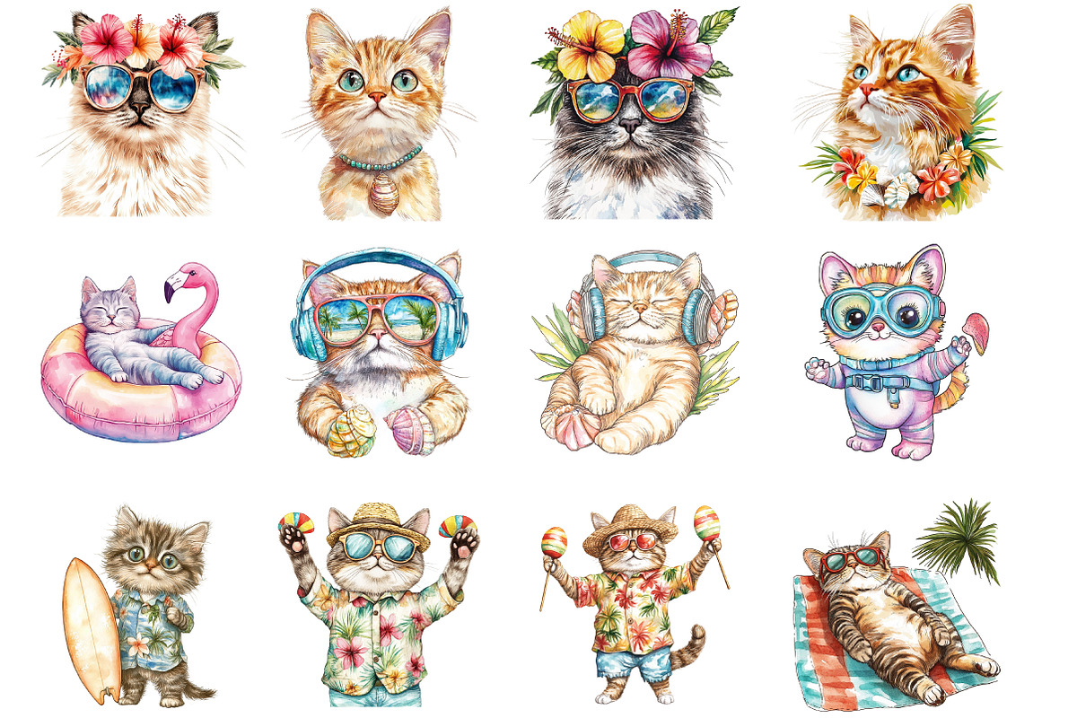 Tropical Beach Cat PNG, an Illustration by SinaCreation (Photo 2 of 5)