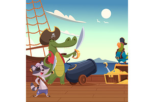 Pirates. cartoon funny animals, an Animal Illustration by Onyx